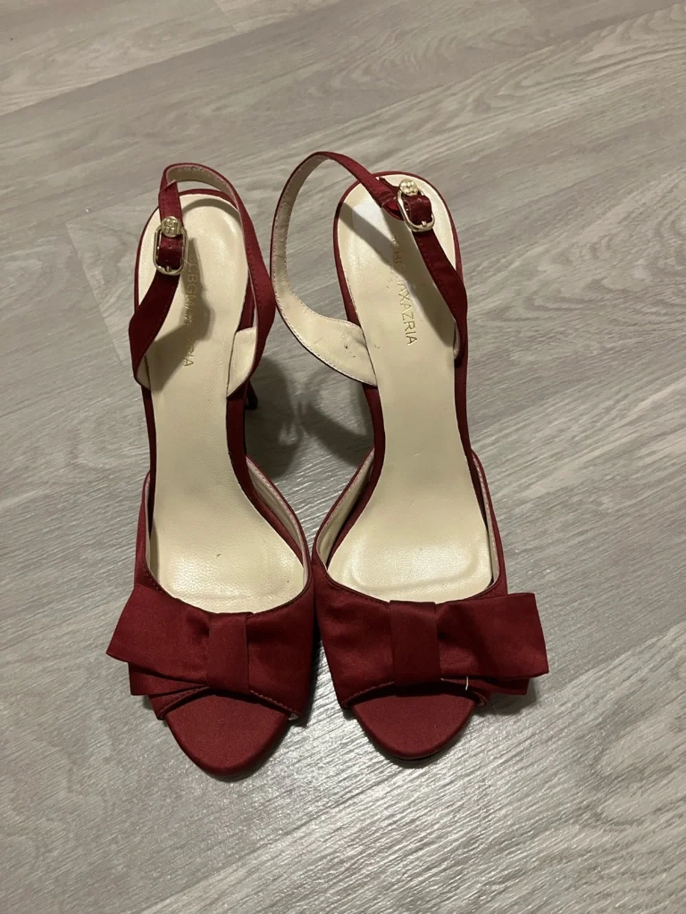BCBGMaxAzria Red Satin Bow‎ Slingback Heels